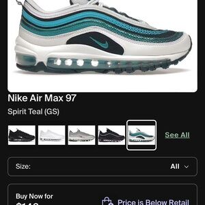 Nike Air Max 97 Teal and Black Sneakers